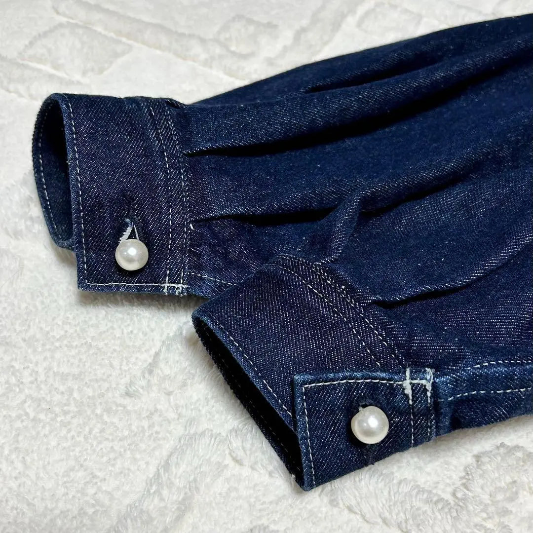 Unused ✨️AMLILE Pearl Button Denim Jacket G-Jean Dark Blue