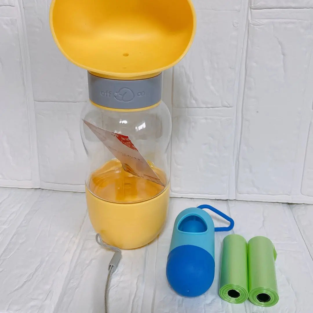 Dogs, water drinking, feeding, easy and convenient, walks, water, feeding, yellow, with etiquette bag