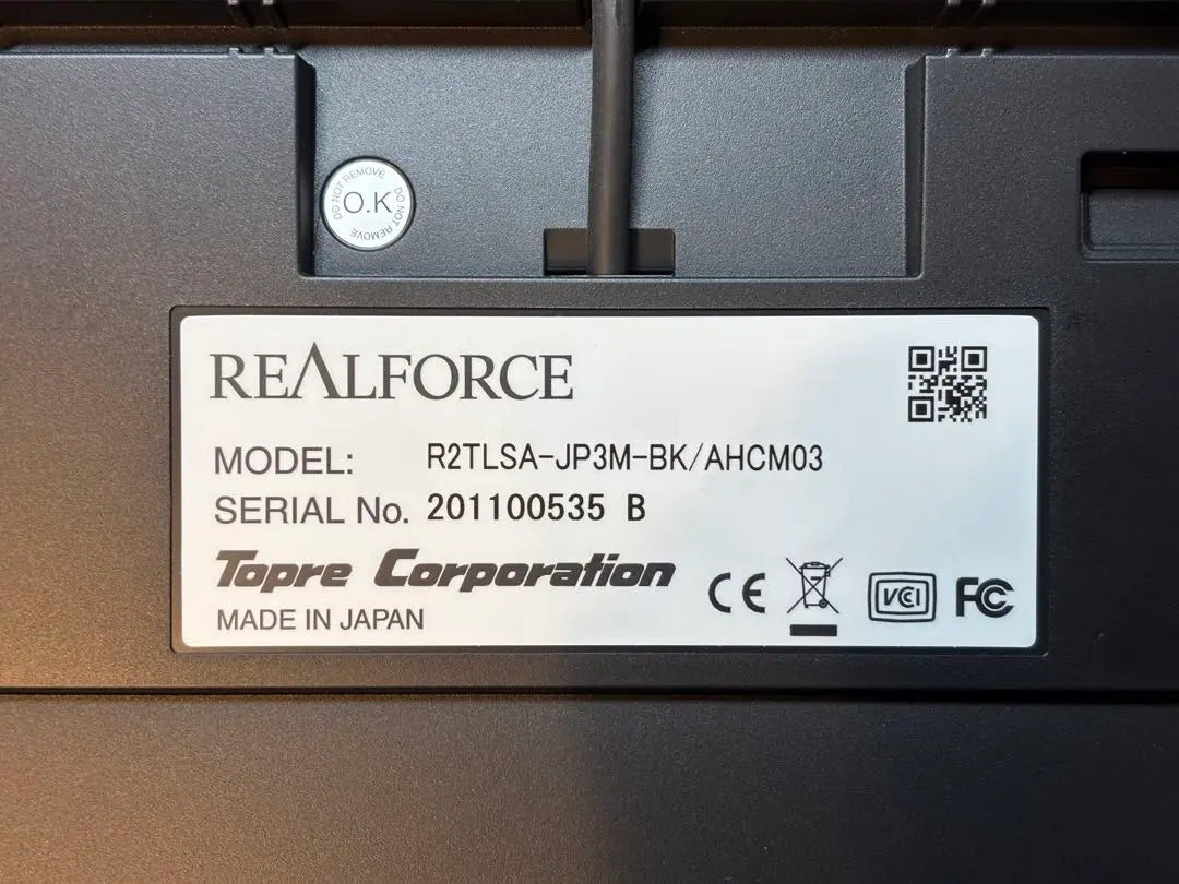 [Good condition] REALFORCE for MAC R2TLSA-JP3M-BK