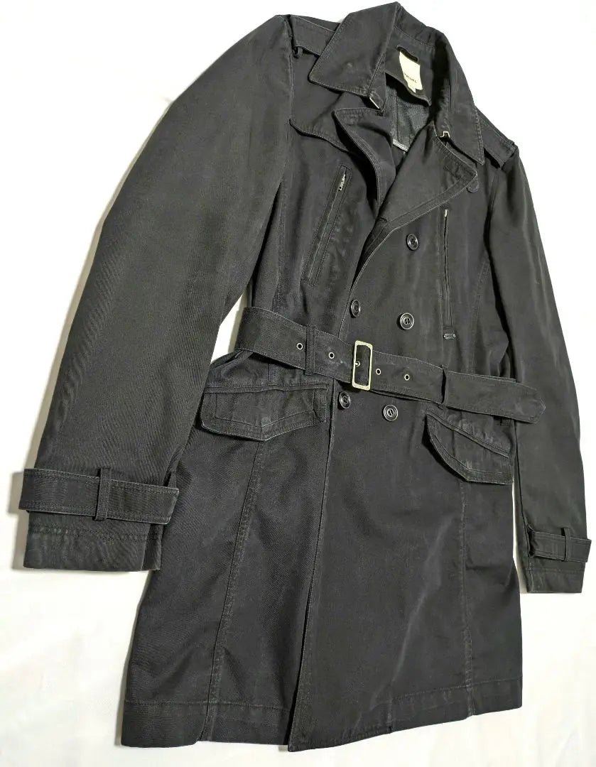 [Raro] Gabardina vaquera extragrande de Diesel 3L negro | 【希少】 ディーゼル オーバーサイズ デニムトレンチコート 3Ｌ ブラック