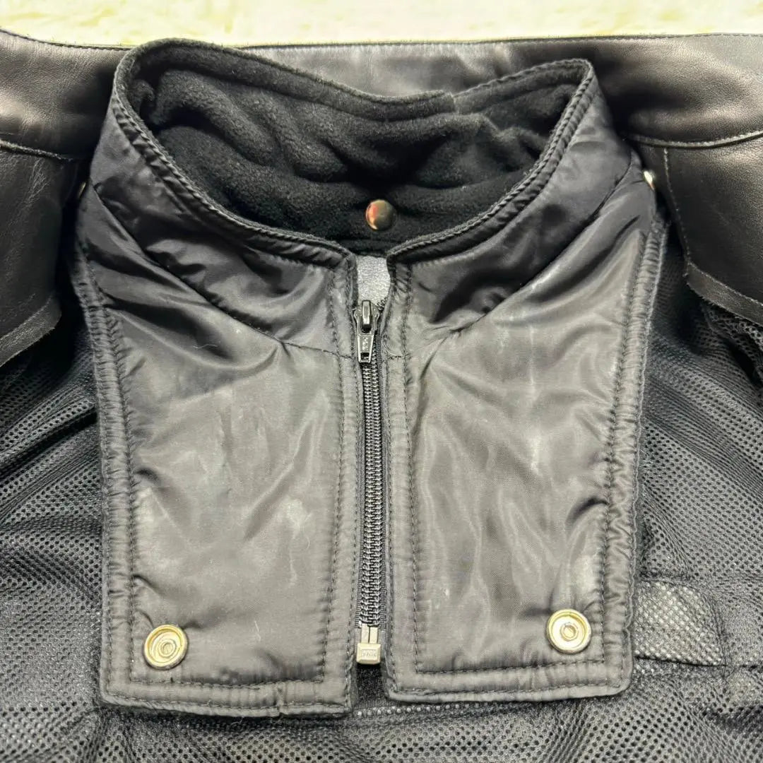 Chaqueta de piel de vaca negra de un solo jinete OUTLOW, talla L