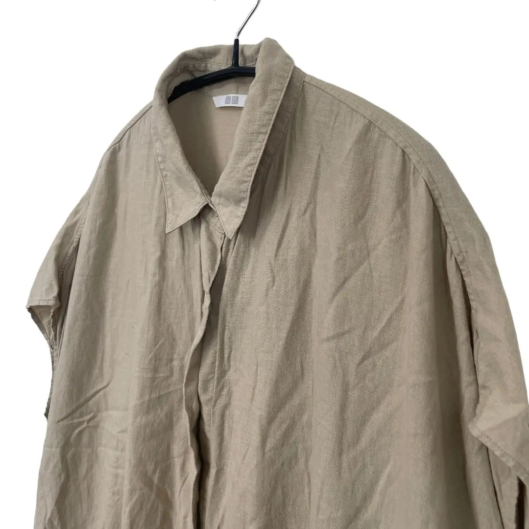 Uniqlo Linen Blend Shirt/One Piece French Sleeve Button Down