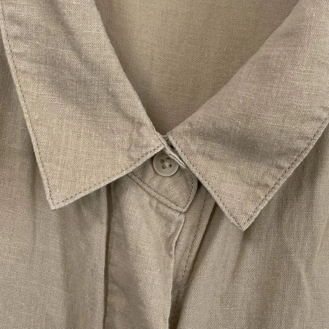 Uniqlo Linen Blend Shirt/One Piece French Sleeve Button Down