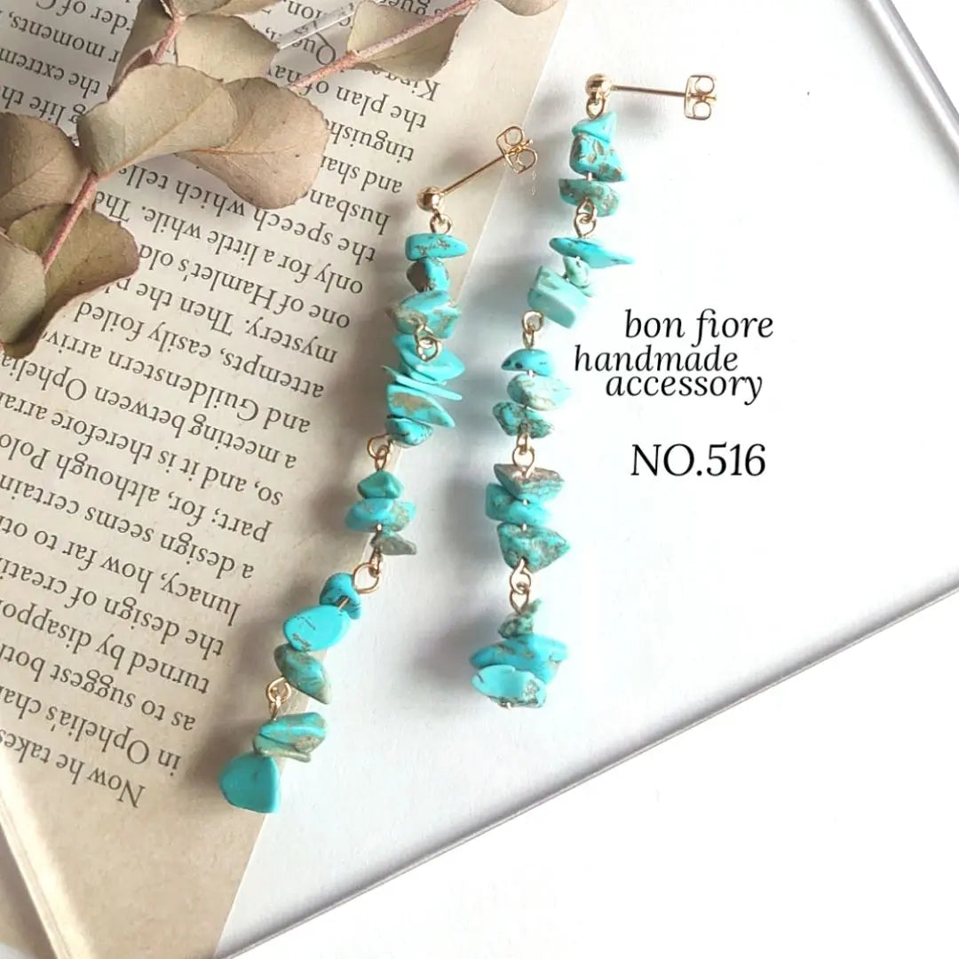 NO.516 Handmade Earrings Large Swinging Natural Stone Turquoise Earrings