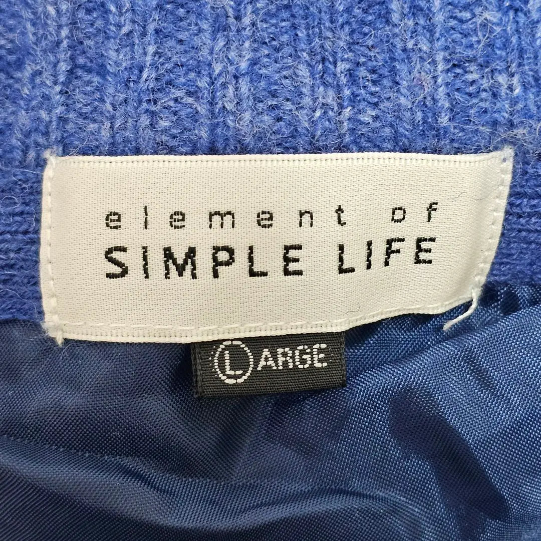 Element of Simple Life L Knit Blouson Cardigan Lining Blue Thick