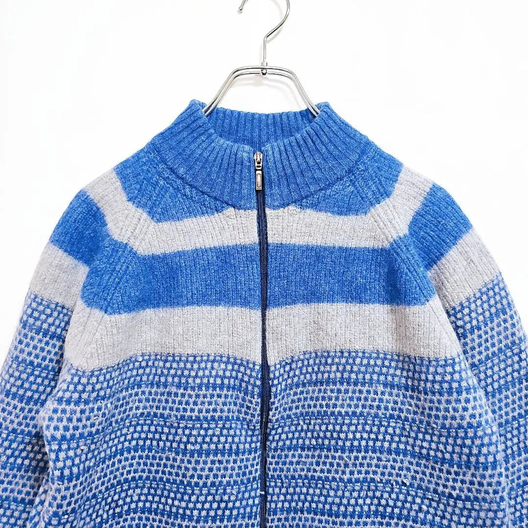 Element of Simple Life L Knit Blouson Cardigan Lining Blue Thick