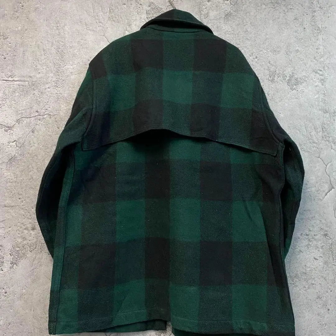 Ropa vintage estadounidense de los años 60 [Chaqueta de lana con cremallera CPO] Estampado de cuadros verdes