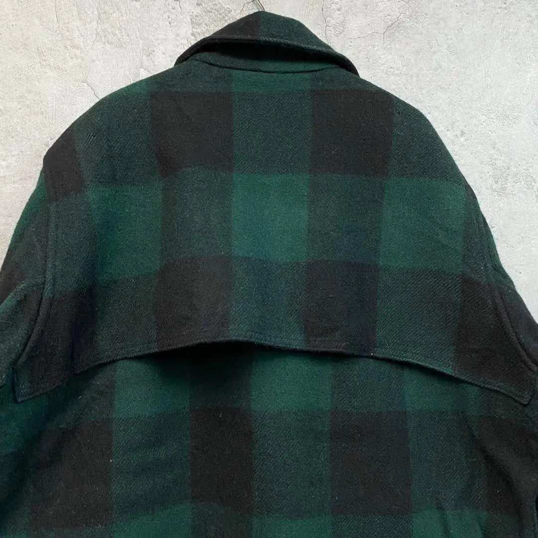 Ropa vintage estadounidense de los años 60 [Chaqueta de lana con cremallera CPO] Estampado de cuadros verdes