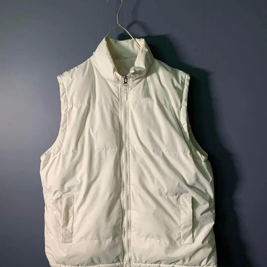 [Vintage] Filling zip-up vest Mode White Old clothes usedAS74