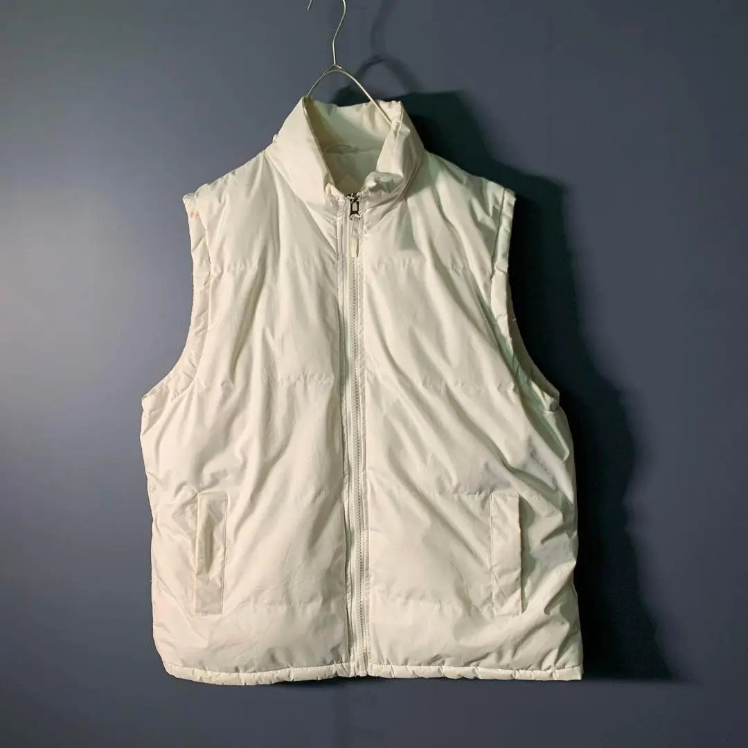 [Vintage] Filling zip-up vest Mode White Old clothes usedAS74