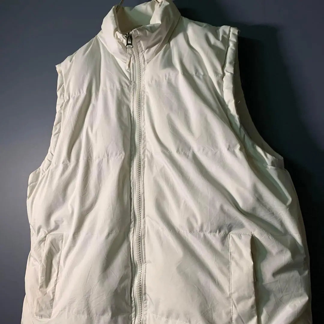 [Vintage] Filling zip-up vest Mode White Old clothes usedAS74