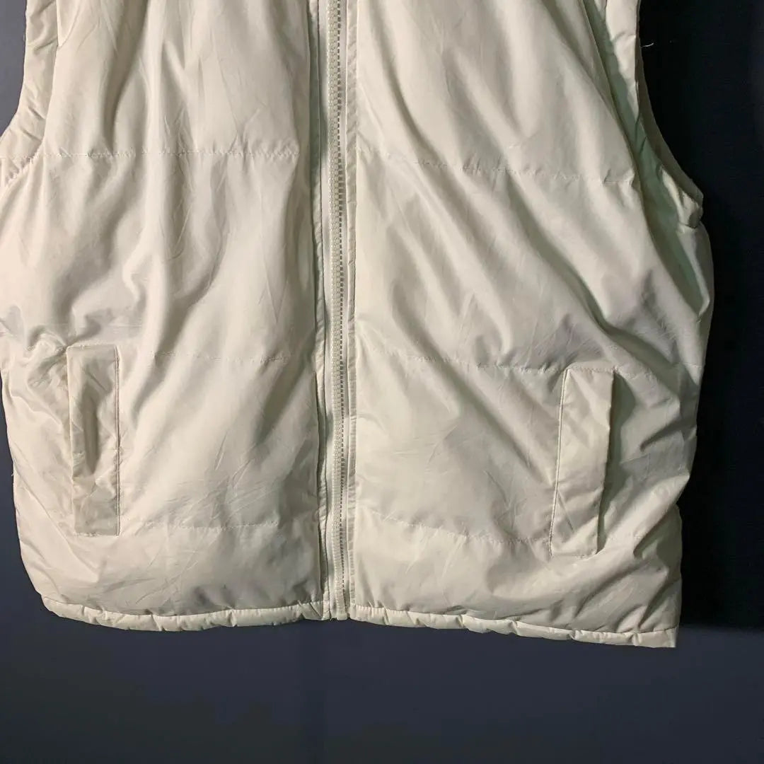 [Vintage] Filling zip-up vest Mode White Old clothes usedAS74