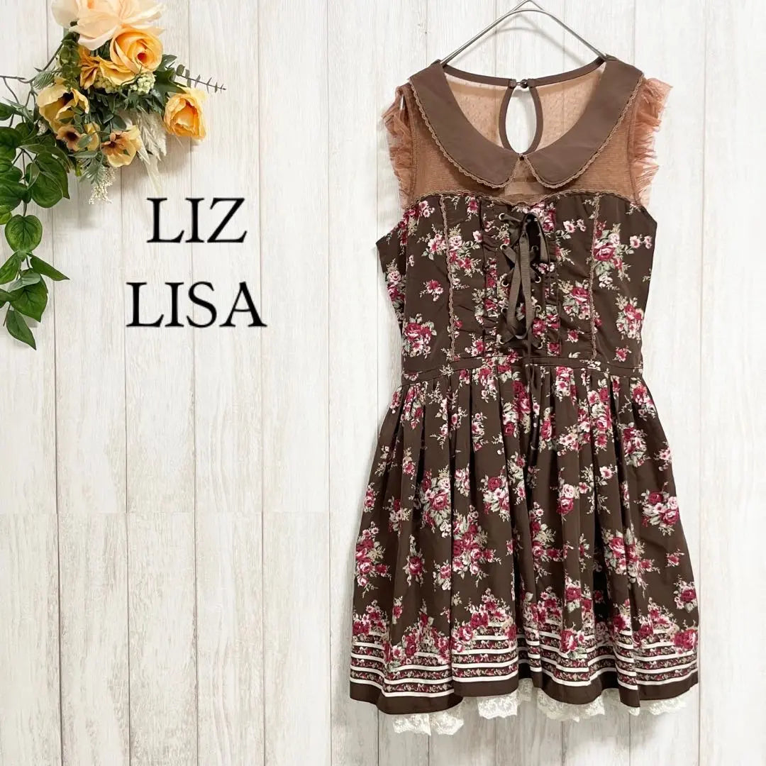 [LIZLISA] Floral rose, lace, ruffled dress, 160