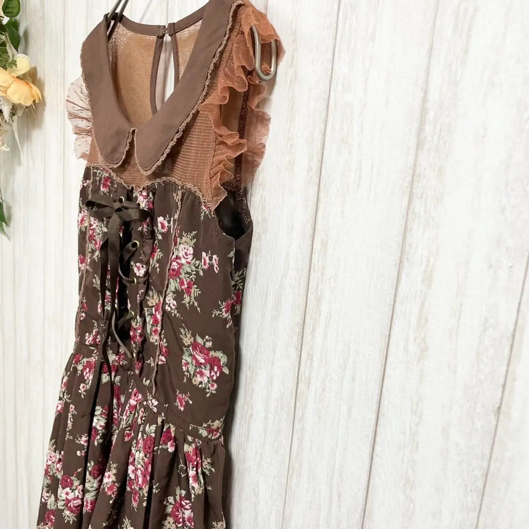 [LIZLISA] Floral rose, lace, ruffled dress, 160