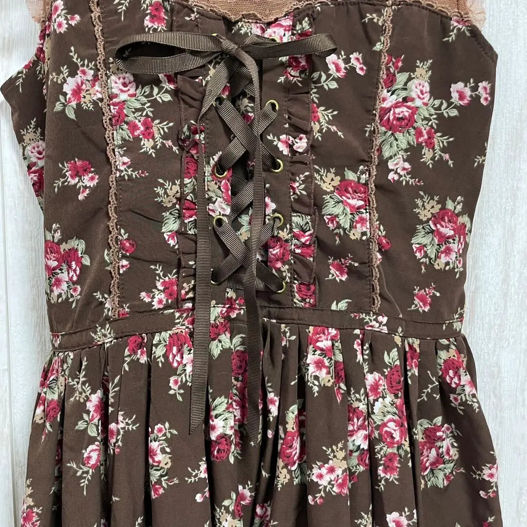 [LIZLISA] Floral rose, lace, ruffled dress, 160