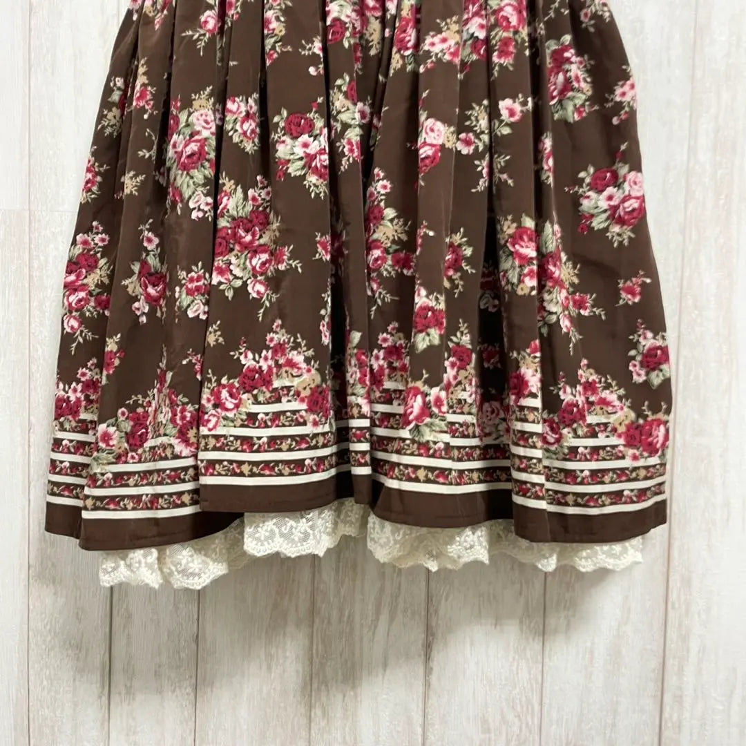 [LIZLISA] Floral rose, lace, ruffled dress, 160