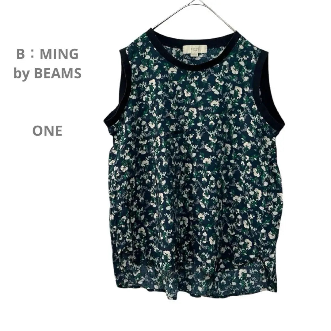 [Beeming by Beams] Sleeveless tank top, floral pattern, all-over pattern, fishtail