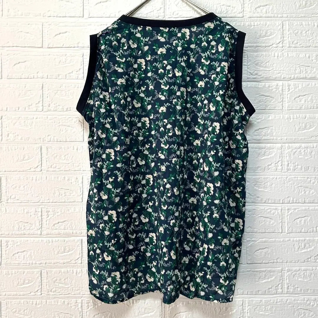 [Beeming by Beams] Sleeveless tank top, floral pattern, all-over pattern, fishtail