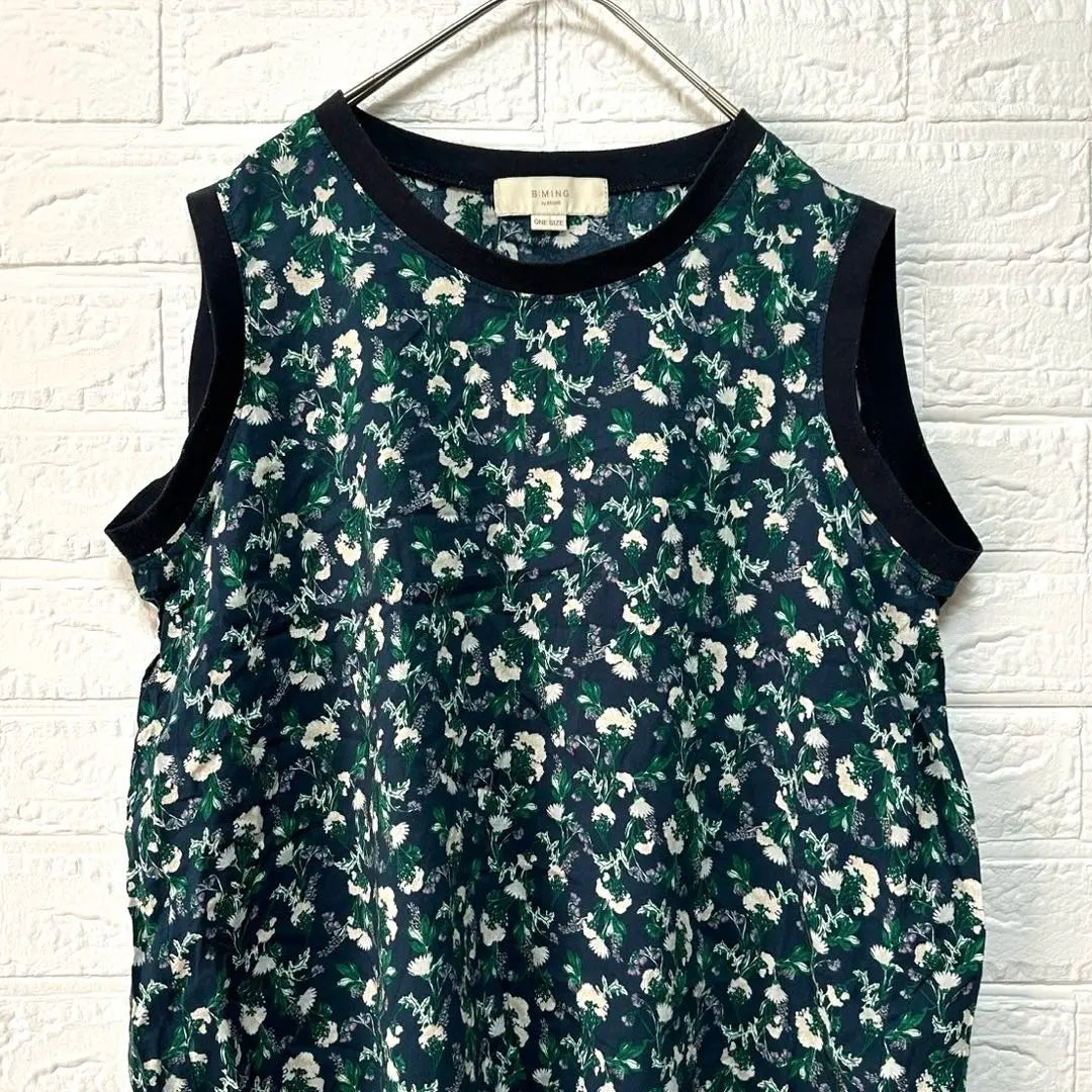 [Beeming by Beams] Sleeveless tank top, floral pattern, all-over pattern, fishtail