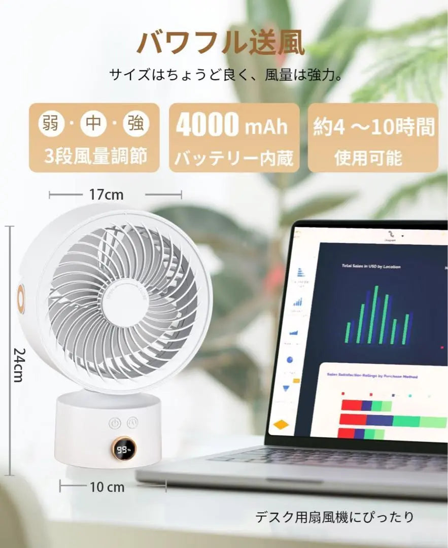 Circulator Tabletop Fan Silent Left and right Swing Up and lower angle Adjustment USB Fan | サーキュレーター 卓上扇風機 静音 左右自動首振り 上下角度調節 USB扇風機