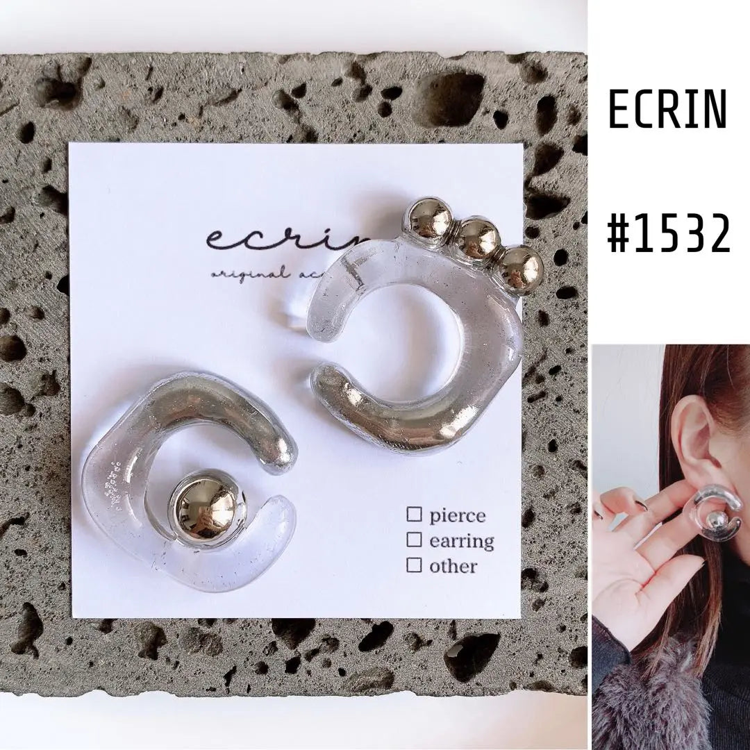 [#1532] Clear Silver Handmade Accessories Earrings Earrings