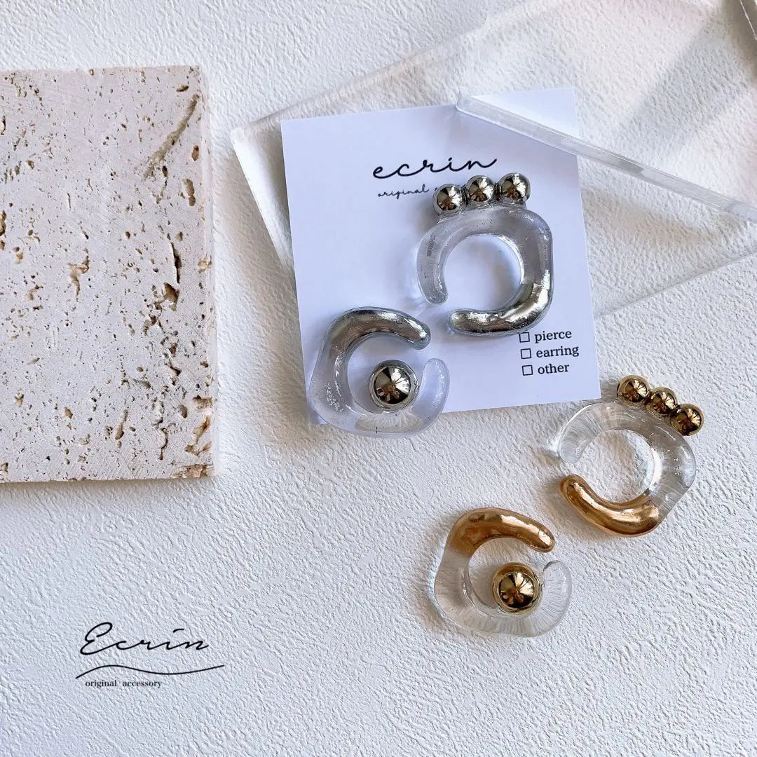 [#1532] Clear Silver Handmade Accessories Earrings Earrings