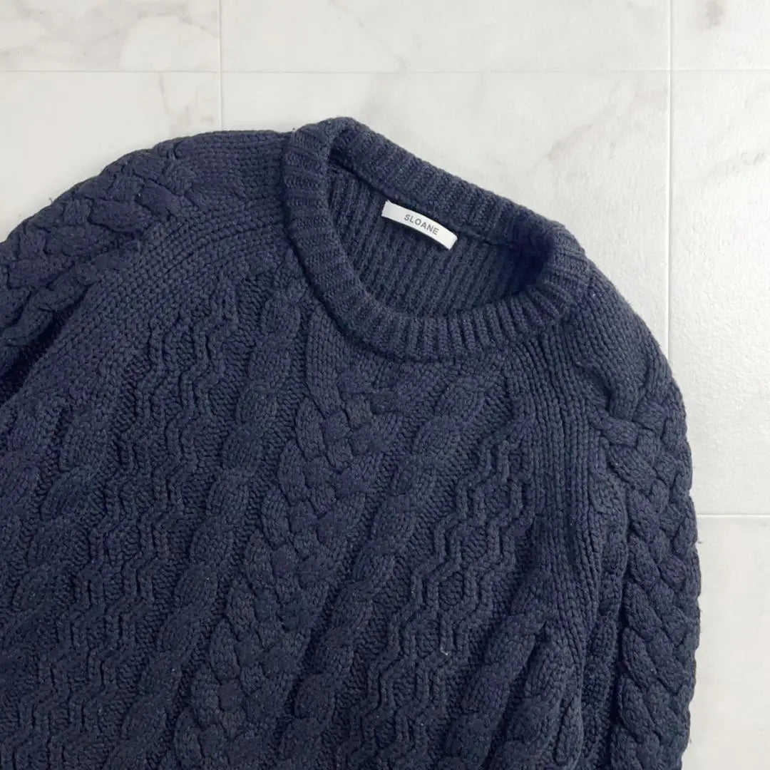 Beautiful condition SLOANE thick cable version Alan knit navy size 3*XC21