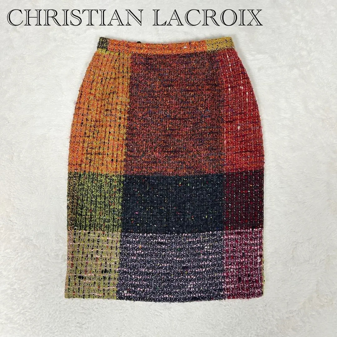 Super rare❗️CHRISTIAN LACROIX Tweed skirt Wool Mohaya