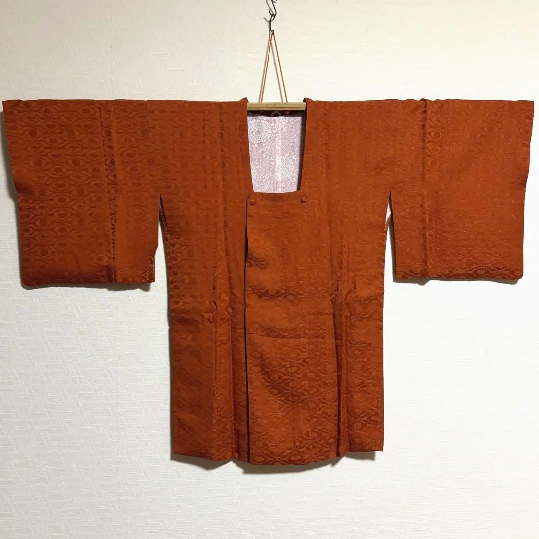 [Abrigo Michiyuki] Kimono, grulla de origami, abanico, bambú, patrón de flores, largo aproximado: 87 cm