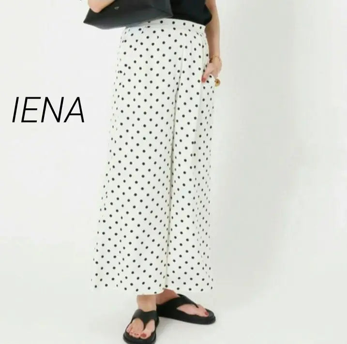 [IENA] IENA Agotado Pantalones de satén para mujer Dot 22SS Ancho Blanco Negro