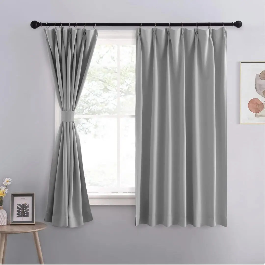 Blackout curtains, privacy, partitions, thick fabric, insulation, Nordic style, silver gray