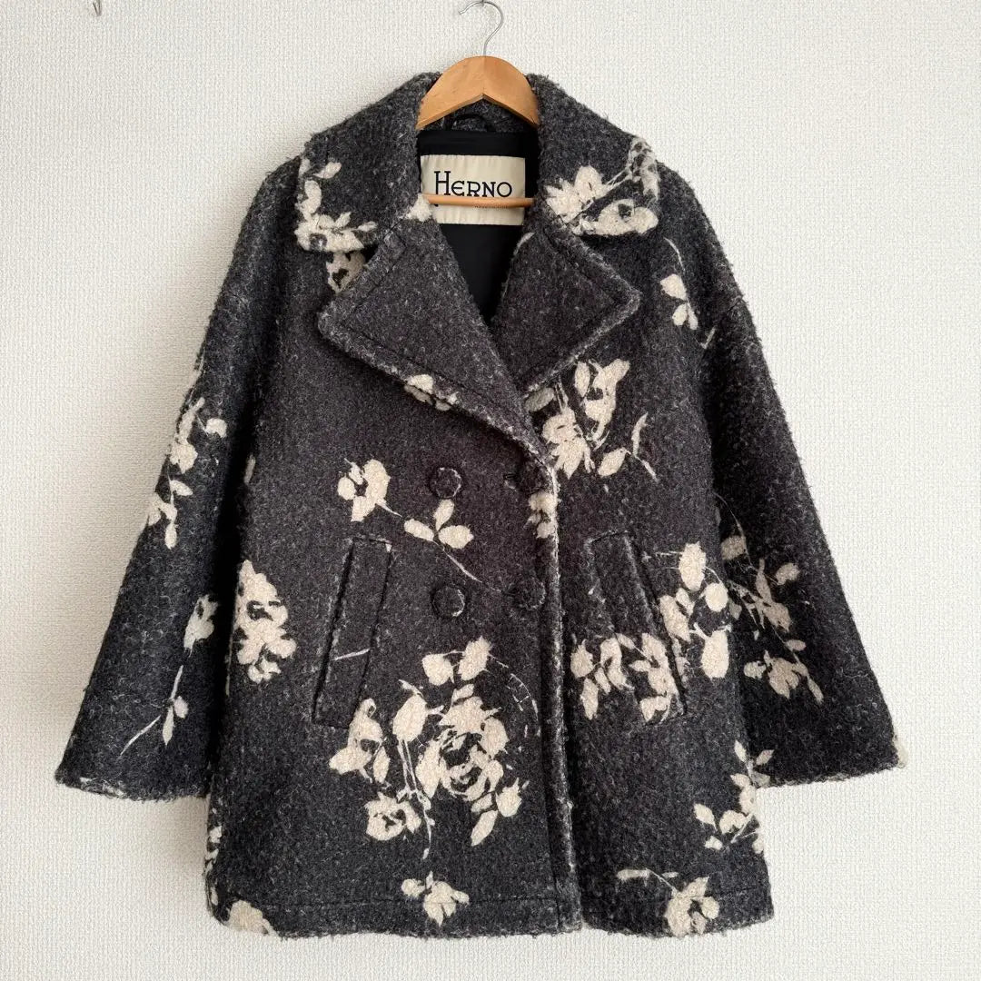 HERNO Corte de tweed de lana floral Roop 40 | HERNO フローラル ウール ループツイードコート 40