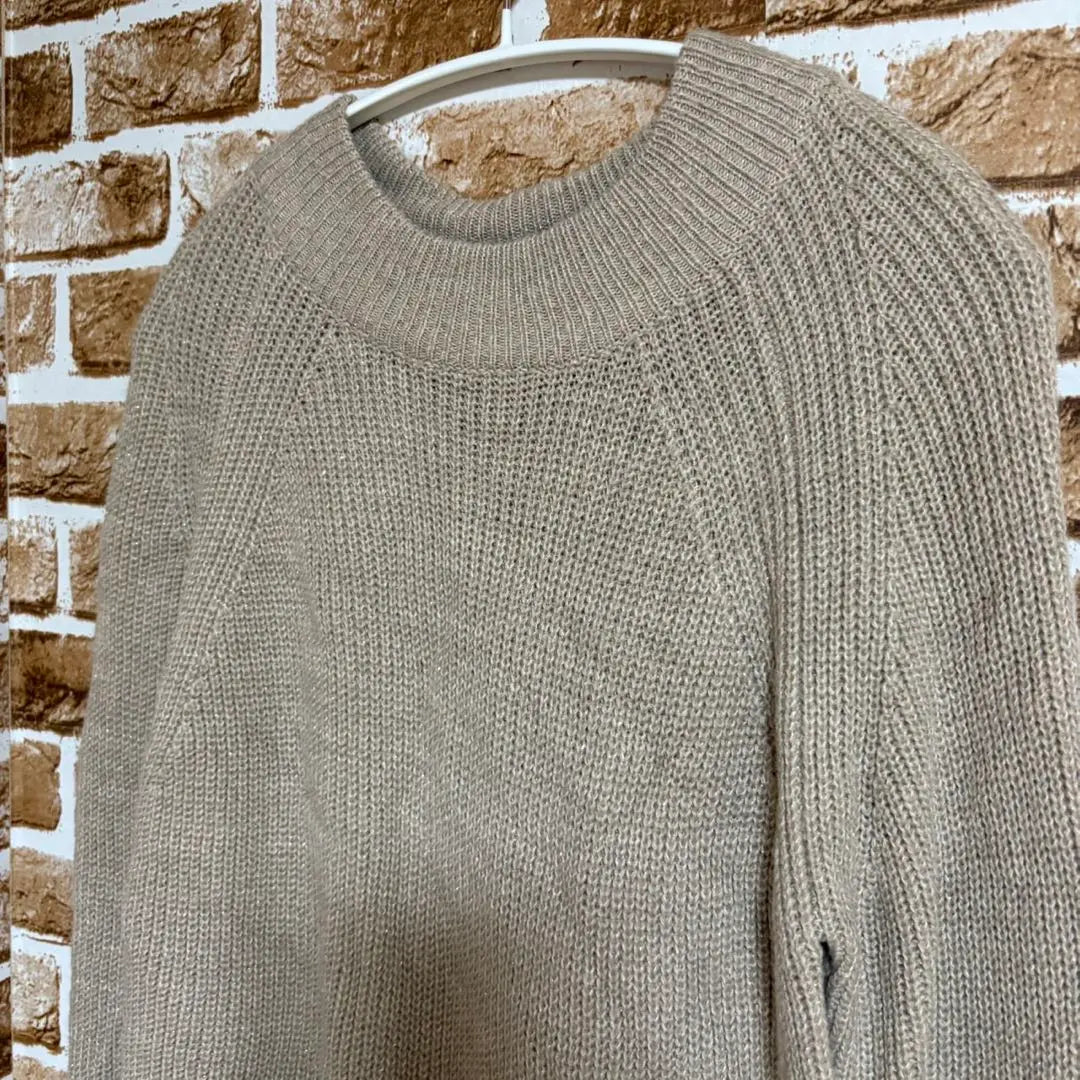 Women's Raglan Sleeve A-Line Knit Beige 40 (L) | レディース　ラグランスリーブAラインニット　ベージュ系　40（L)