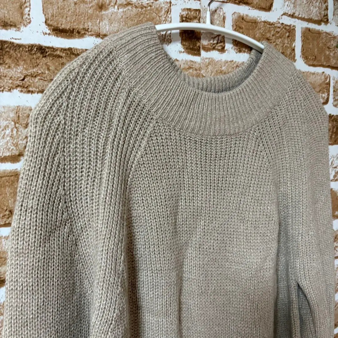 Women's Raglan Sleeve A-Line Knit Beige 40 (L) | レディース　ラグランスリーブAラインニット　ベージュ系　40（L)