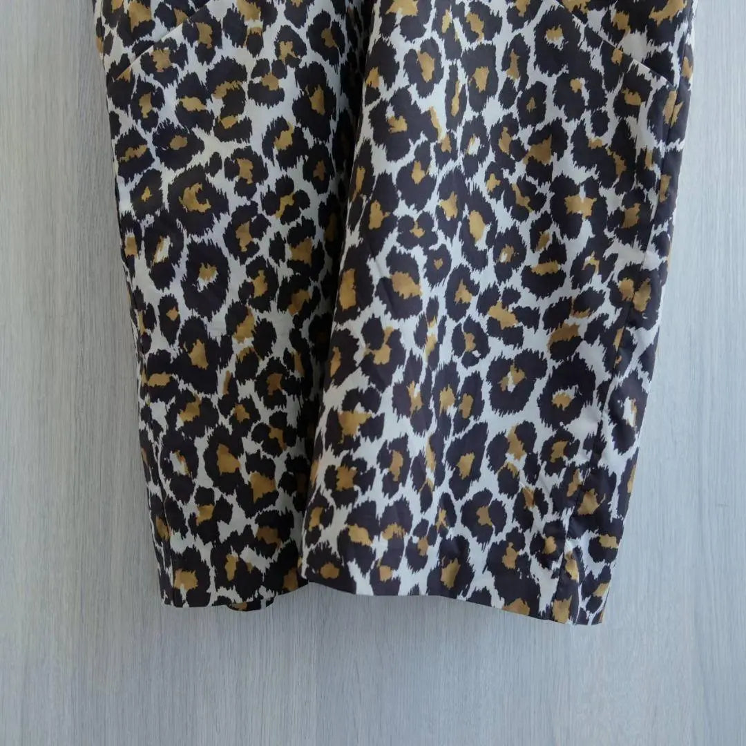 Tiara T-shirt, tunic, short sleeve, leopard print, leopard print, beige, size L