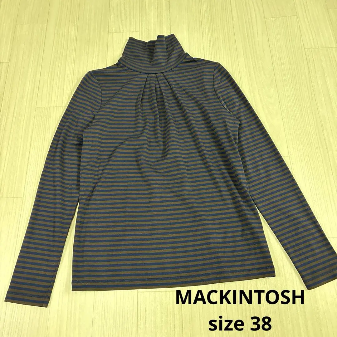 MACKINTOSH Navy and Brown Border Long Sleeve Top Size 38