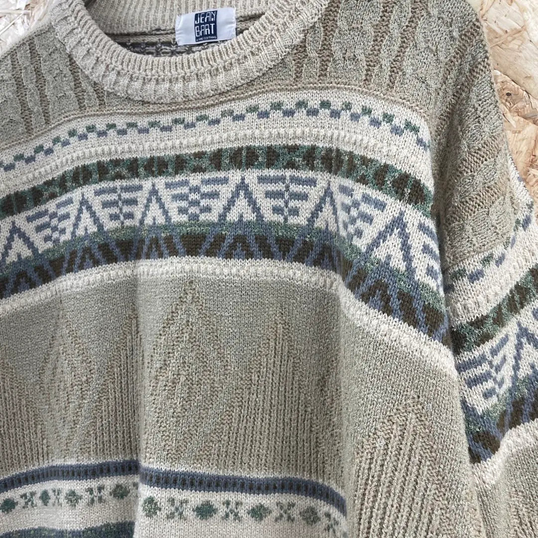 Vintage Nordic Sweater Men's L Beige e6