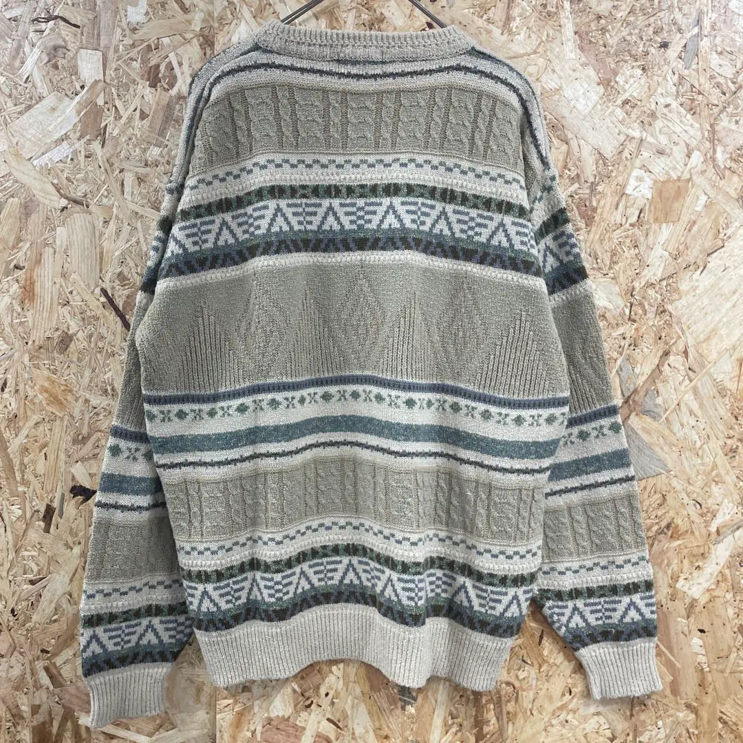 Vintage Nordic Sweater Men's L Beige e6