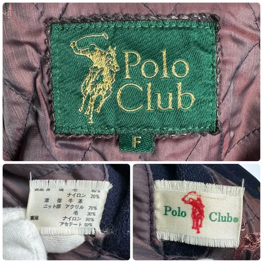 Ropa vieja vintage Polo Club Estadio Sodestro Cuero Cuero 90s Bordado | ヴィンテージ 古着 ポロクラブ スタジャン 袖本革 レザー 90s 刺繍