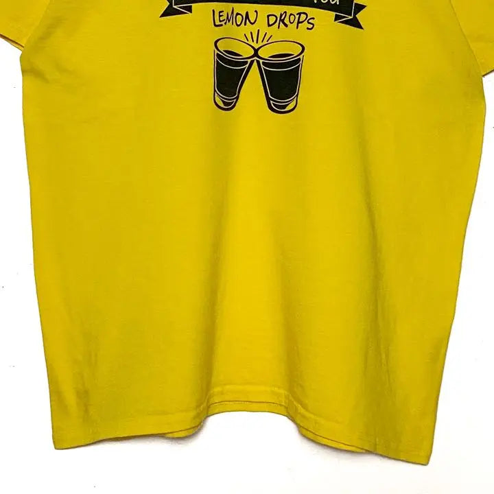 USA vintage clothing big logo printed t-shirt yellow L oversized lemon