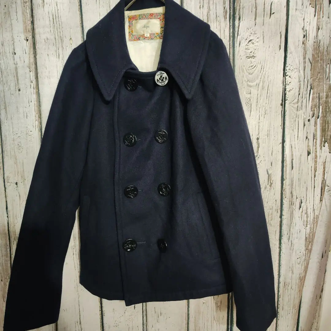 SHIPS Coat Cashmere Peacoat Elegant Size M Autumn Winter Spring Mid-length