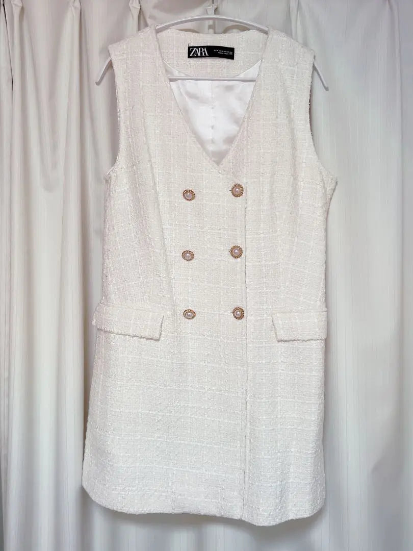 ZARA long texture vest dress tweed M in good condition