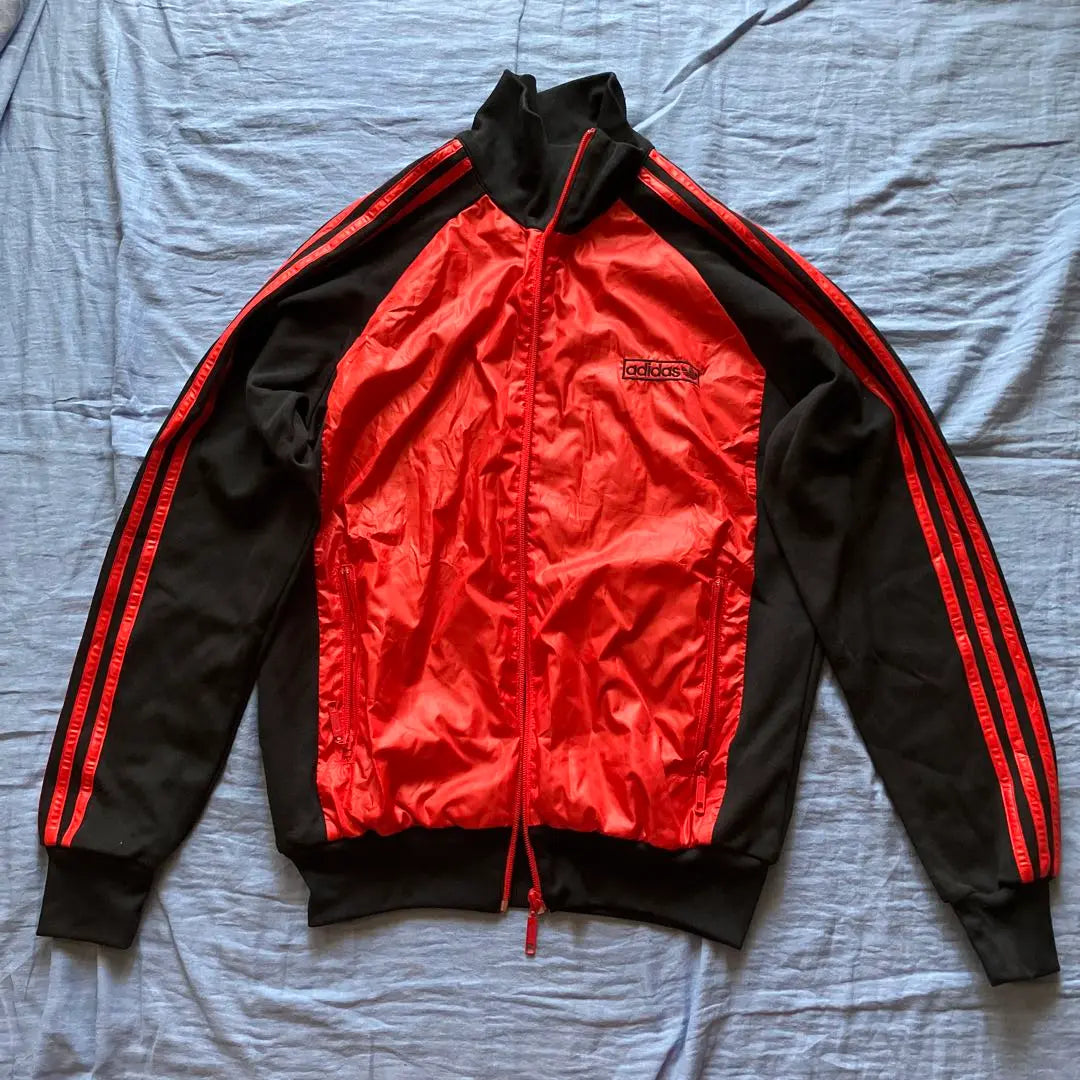 ★ Belleza Adida Struck Jacket Nylon 00S M Rojo x Negro 3 Líneas | ★美品 アディダストラックジャケット ナイロン 00s M 赤×黒3ライン