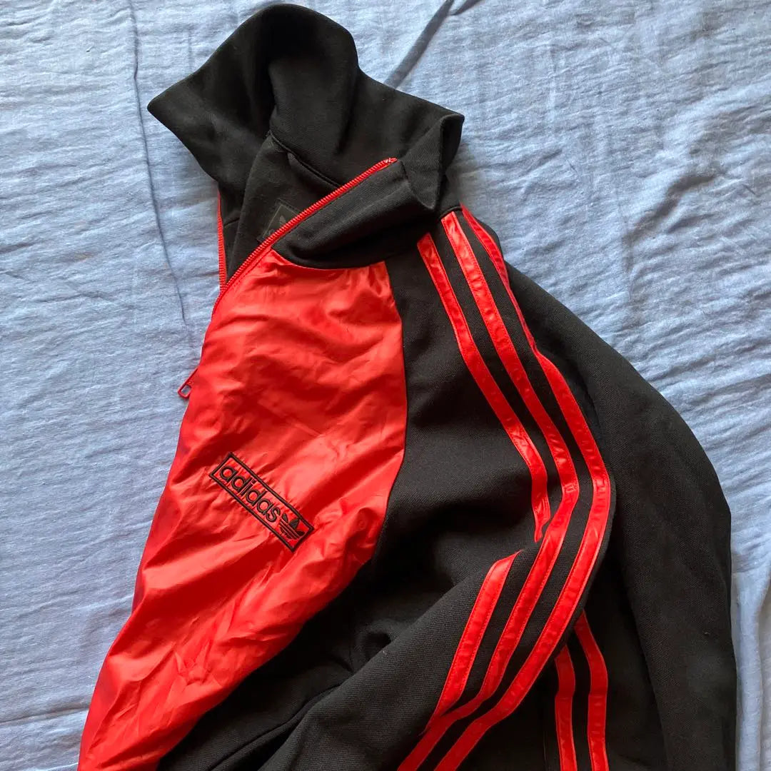 ★ Belleza Adida Struck Jacket Nylon 00S M Rojo x Negro 3 Líneas | ★美品 アディダストラックジャケット ナイロン 00s M 赤×黒3ライン