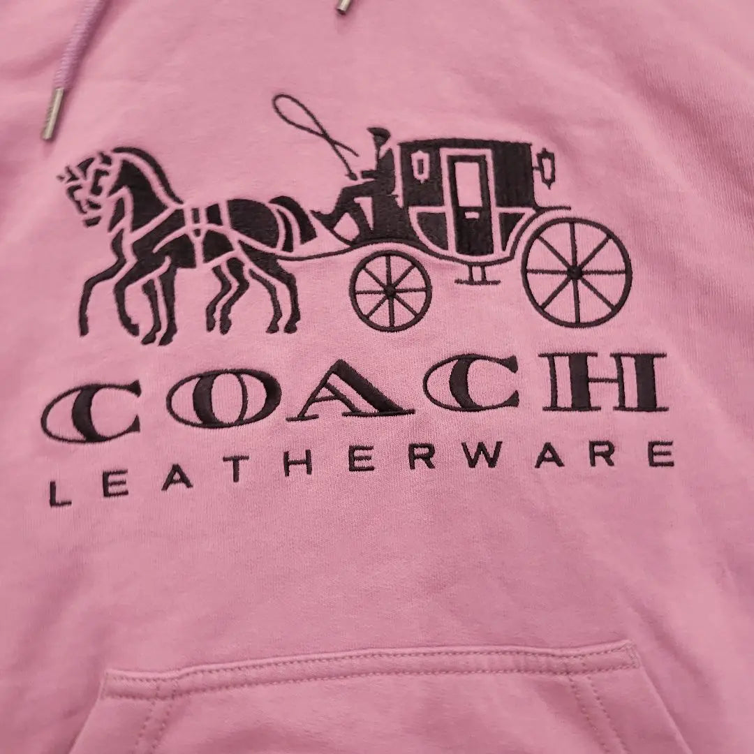 Sudadera con capucha y logotipo bordado en color morado y lavanda de COACH