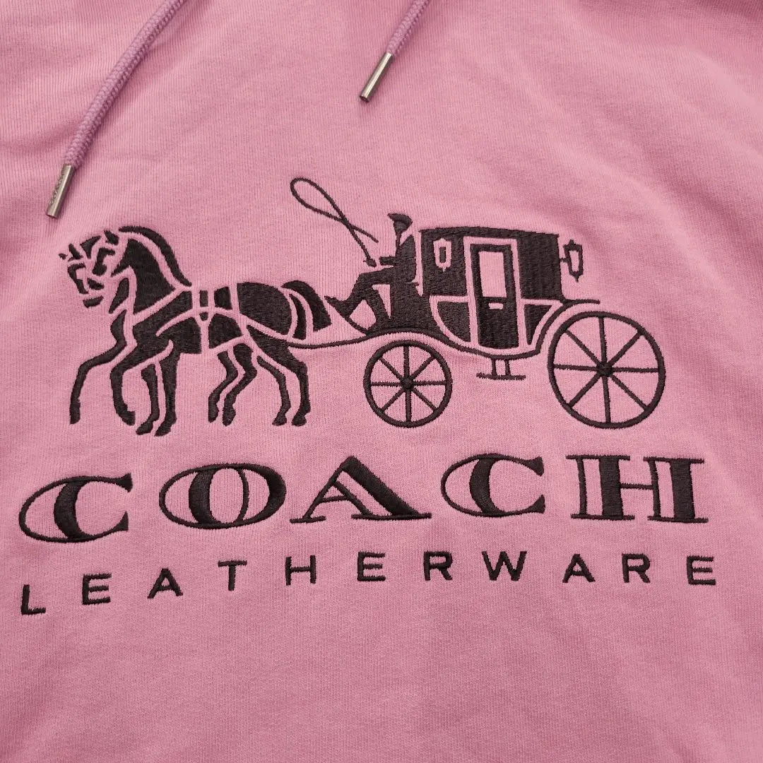 Sudadera con capucha y logotipo bordado en color morado y lavanda de COACH