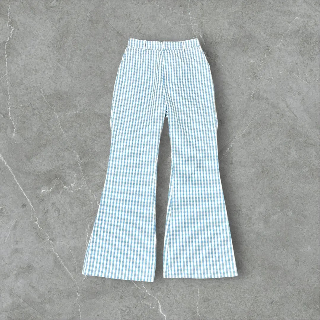 00's vintage Searoomin Checkered Pattern Light Blue Flare Pants