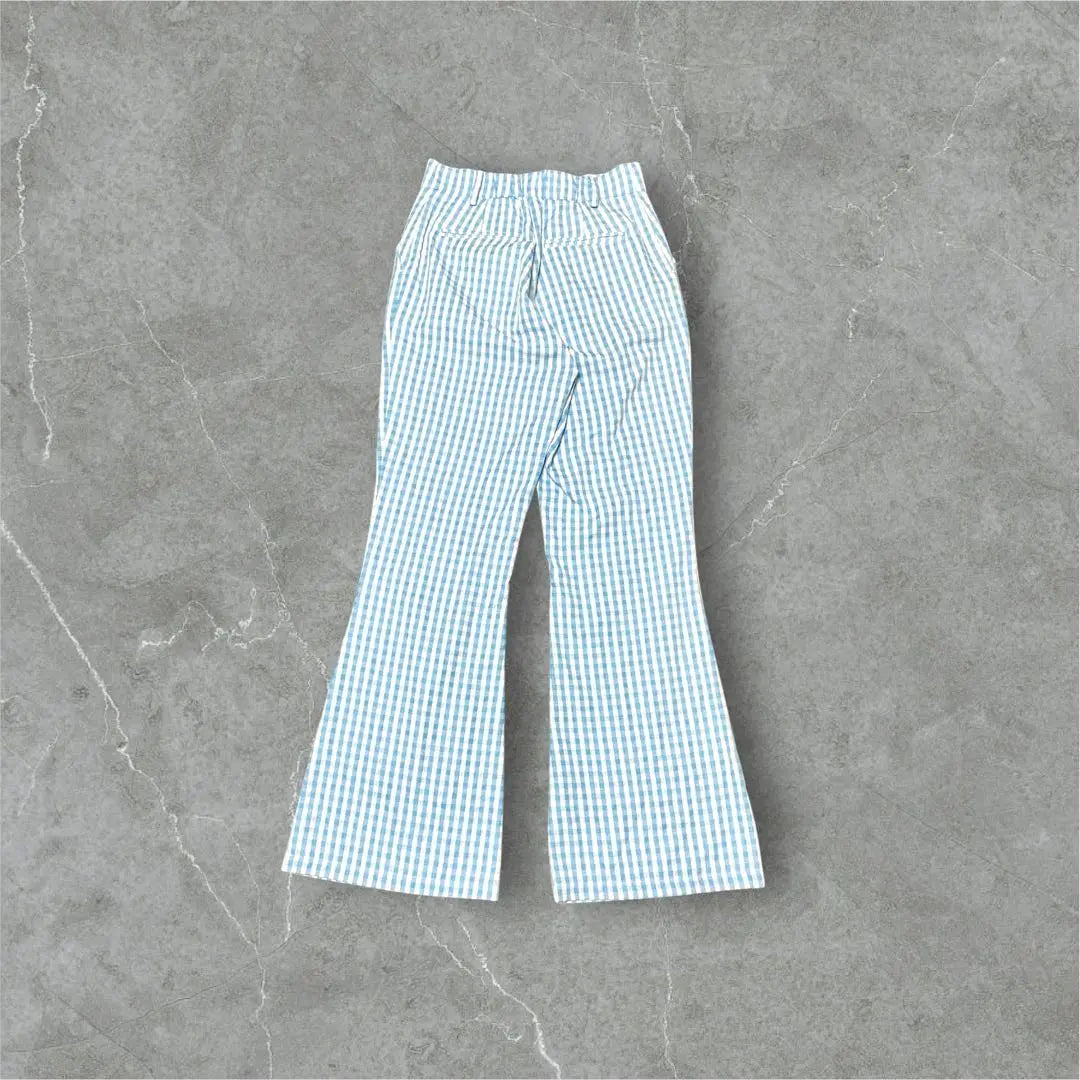 00's vintage Searoomin Checkered Pattern Light Blue Flare Pants