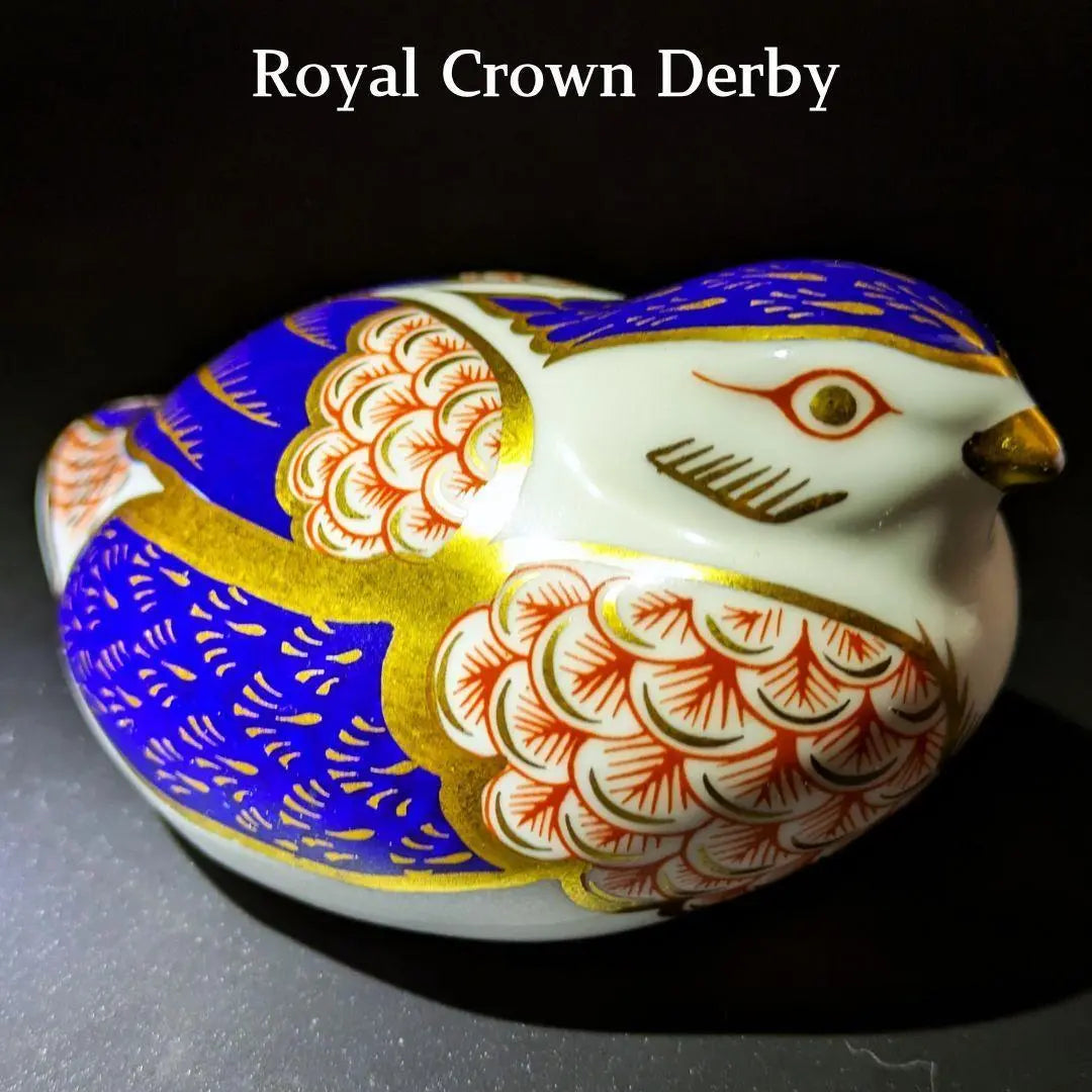 Nagomu★Royal Crown Derby★Duck Figurine Imari Gold Color Enamel Color Blue