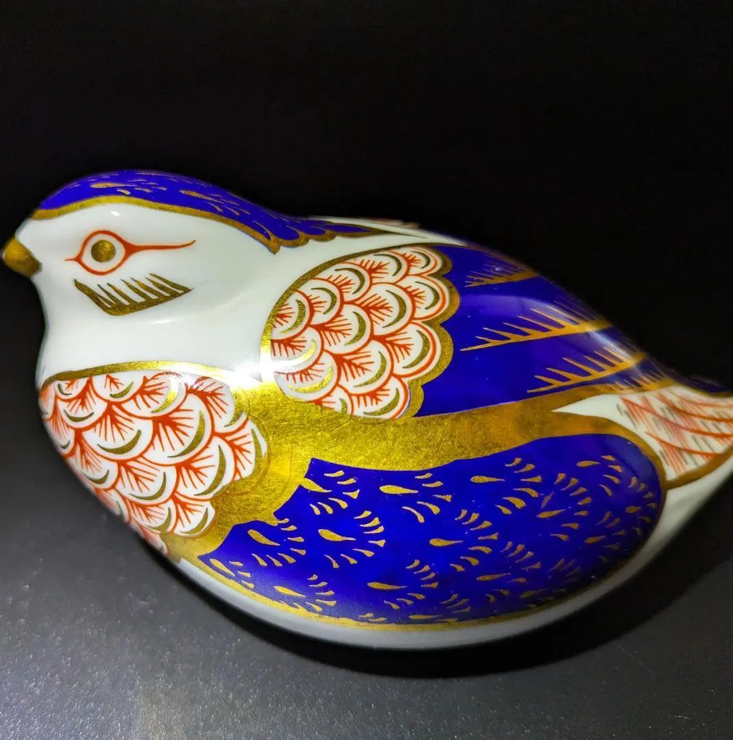 Nagomu★Royal Crown Derby★Duck Figurine Imari Gold Color Enamel Color Blue